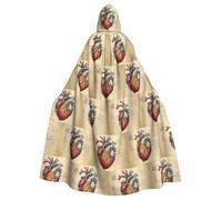 BROLEO Cape à capuche pour homme et femme Motif graphique en forme de cœur Motif anatomie humaine