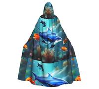 BROLEO Cape à capuche sans fermeture éclair pour adulte Motif poissons dauphis du monde sous-marin
