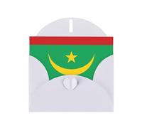 BROLEO Carte de vœux blanche avec drapeau de la Mauritanie - Parfaite pour la Saint-Valentin, un anniversaire de mariage et des invitations de fête
