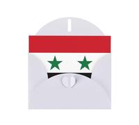 BROLEO Carte de vœux blanche avec drapeau de la République arabe syrienne pour Noël, anniversaire d'enfant, Saint-Valentin et invitation à une fête