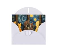 BROLEO Carte de vœux blanche avec image de trois guitares pour Noël, anniversaire d'enfant, Saint-Valentin et invitation à une fête