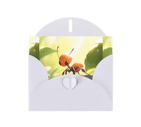 BROLEO Carte de vœux blanche avec imprimé de petites fourmis, parfaite pour la Saint-Valentin, un anniversaire de mariage et des invitations de fête