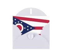 BROLEO Carte de vœux blanche avec imprimé drapeau de l'État de l'Ohio, parfaite pour la Saint-Valentin, un anniversaire de mariage et des invitations de fête