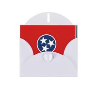 BROLEO Carte de vœux blanche avec imprimé drapeau de l'État du Tennessee, parfaite pour la Saint-Valentin, un anniversaire de mariage et des invitations de fête