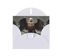 BROLEO Carte de vœux blanche avec motif aigle qui garde l'épée, parfaite pour la Saint-Valentin, un anniversaire de mariage et des invitations de fête