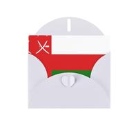 BROLEO Carte de vœux blanche avec motif drapeau d'Oman, parfaite pour la Saint-Valentin, un anniversaire de mariage et des invitations de fête