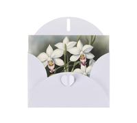 BROLEO Carte de vœux blanche avec motif orchidée blanche parfaite pour la Saint-Valentin, un anniversaire de mariage et des invitations de fête