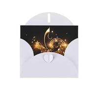BROLEO Carte de vœux blanche avec note de musique dorée avec étoile brillante pour Noël, anniversaire d'enfant, Saint-Valentin et invitation à une fête