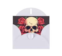BROLEO Carte de vœux blanche Day of the Dead Sugar Roses Skull Prints Perfect for Valentine's Day, Wedding Anniversary & Party Invitations