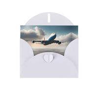 BROLEO Carte de vœux blanche en forme d'avion de haute altitude pour Noël, anniversaire d'enfant, Saint-Valentin et invitation à une fête