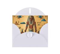 BROLEO Carte de vœux blanche imprimée de la série Ancient Egypt Tribe - Parfaite pour la Saint-Valentin, un anniversaire de mariage et des invitations de fête