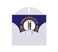 BROLEO Carte de vœux blanche imprimée drapeau de l'État du Kentucky, parfaite pour la Saint-Valentin, un anniversaire de mariage et des invitations de fête