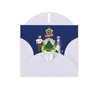 BROLEO Carte de vœux blanche imprimée drapeau de l'État du Maine Parfait pour la Saint-Valentin, un anniversaire de mariage et des invitations de fête
