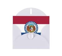 BROLEO Carte de vœux blanche imprimée drapeau de l'État du Missouri parfaite pour la Saint-Valentin, un anniversaire de mariage et des invitations de fête