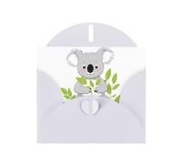 BROLEO Carte de vœux blanche Koala des mauvaises herbes, parfaite pour la Saint-Valentin, un anniversaire de mariage et des invitations de fête