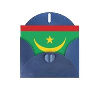BROLEO Carte de vœux bleue avec drapeau de la Mauritanie imprimée parfaite pour la Saint-Valentin, un anniversaire de mariage et des invitations de fête