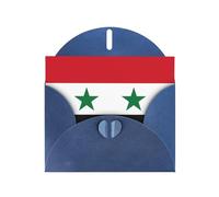 BROLEO Carte de vœux bleue avec drapeau de la République arabe syrienne pour Noël, anniversaire d'enfant, Saint-Valentin et invitation à une fête