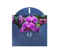 BROLEO Carte de vœux bleue avec impression de fleurs d'orchidée, parfaite pour la Saint-Valentin, un anniversaire de mariage et des invitations de fête