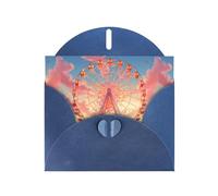 BROLEO Carte de vœux bleue avec impression de grande roue idéale pour la Saint-Valentin, un anniversaire de mariage et des invitations de fête