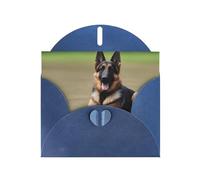 BROLEO Carte de vœux bleue avec imprimé chien berger allemand, parfaite pour la Saint-Valentin, un anniversaire de mariage et des invitations de fête