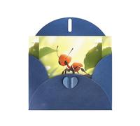 BROLEO Carte de vœux bleue avec imprimé de petites fourmis, parfaite pour la Saint-Valentin, un anniversaire de mariage et des invitations de fête