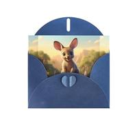 BROLEO Carte de vœux bleue avec imprimé mignon petit kangourou, parfaite pour la Saint-Valentin, un anniversaire de mariage et des invitations de fête