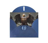 BROLEO Carte de vœux bleue avec motif aigle qui garde l'épée, parfaite pour la Saint-Valentin, un anniversaire de mariage et des invitations de fête