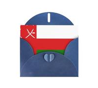 BROLEO Carte de vœux bleue avec motif drapeau d'Oman, parfaite pour la Saint-Valentin, un anniversaire de mariage et des invitations de fête