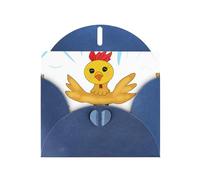 BROLEO Carte de vœux bleue coq dans l'image carrée pour Noël, anniversaire d'enfant, Saint-Valentin et invitation à une fête