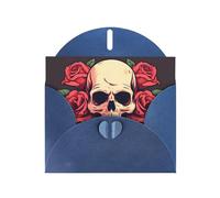 BROLEO Carte de vœux bleue Day of the Dead Sugar Roses Skull Prints Perfect for Valentine's Day, Wedding Anniversary & Party Invitations