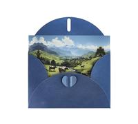 BROLEO Carte de vœux bleue imprimée de vaches de la ferme alpine, parfaite pour la Saint-Valentin, un anniversaire de mariage et des invitations de fête