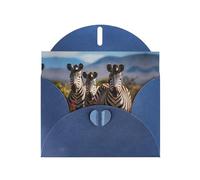 BROLEO Carte de vœux bleue Zèbres sur l'image de l'Afrique du Sud pour Noël, anniversaire d'enfant, Saint-Valentin et invitation à une fête
