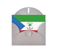 BROLEO Carte de vœux grise avec drapeau de la Guinée équatoriale, parfaite pour la Saint-Valentin, un anniversaire de mariage et des invitations de fête