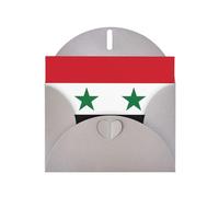 BROLEO Carte de vœux grise avec drapeau de la République arabe syrienne pour Noël, anniversaire d'enfant, Saint-Valentin et invitation à une fête