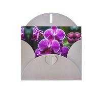 BROLEO Carte de vœux grise avec impression de fleurs d'orchidée, parfaite pour la Saint-Valentin, un anniversaire de mariage et des invitations de fête