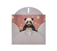 BROLEO Carte de vœux grise avec imprimé panda et étoiles, parfaite pour la Saint-Valentin, un anniversaire de mariage et des invitations de fête