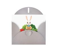 BROLEO Carte de vœux grise avec imprimé petit lapin sous les légumes, parfaite pour la Saint-Valentin, un anniversaire de mariage et des invitations de fête