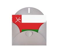 BROLEO Carte de vœux grise avec motif drapeau d'Oman, parfaite pour la Saint-Valentin, un anniversaire de mariage et des invitations de fête