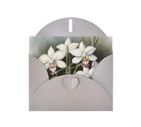 BROLEO Carte de vœux grise avec motif orchidée blanche parfaite pour la Saint-Valentin, un anniversaire de mariage et des invitations de fête