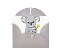 BROLEO Carte de vœux grise Koala qui aime dessiner - Parfaite pour la Saint-Valentin, un anniversaire de mariage et des invitations de fête