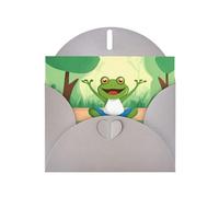 BROLEO Carte de vœux grise mignonne et amusante en forme de grenouille faisant du yoga, parfaite pour la Saint-Valentin, un anniversaire de mariage et des invitations de fête