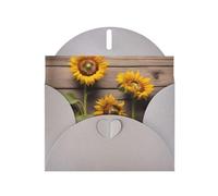 BROLEO Carte de vœux grise trois tournesols sur une image en bois pour Noël, anniversaire d'enfant, Saint-Valentin et invitation à une fête
