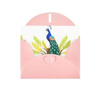 BROLEO Carte de vœux Motif paon sur le buisson Rose