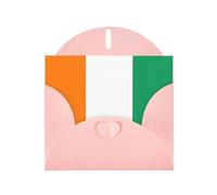 BROLEO Carte de vœux rose avec drapeau de la Côte d'Ivoire Imprimée Parfaite pour la Saint-Valentin, un anniversaire de mariage et des invitations de fête