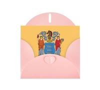 BROLEO Carte de vœux rose avec drapeau du New Jersey - Parfaite pour la Saint-Valentin, un anniversaire de mariage et des invitations de fête