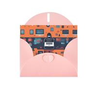 BROLEO Carte de vœux rose avec image d'attaque de hacker pour Noël, anniversaire d'enfant, Saint-Valentin et invitation à une fête