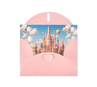BROLEO Carte de vœux rose avec imprimé château de bonbons rêveur, parfaite pour la Saint-Valentin, un anniversaire de mariage et des invitations de fête