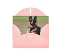 BROLEO Carte de vœux rose avec imprimé chien berger allemand, parfaite pour la Saint-Valentin, un anniversaire de mariage et des invitations de fête