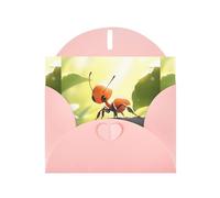 BROLEO Carte de vœux rose avec imprimé de petites fourmis, parfait pour la Saint-Valentin, un anniversaire de mariage et des invitations de fête