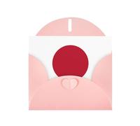 BROLEO Carte de vœux rose avec imprimé drapeau japonais, parfaite pour la Saint-Valentin, un anniversaire de mariage et des invitations de fête
